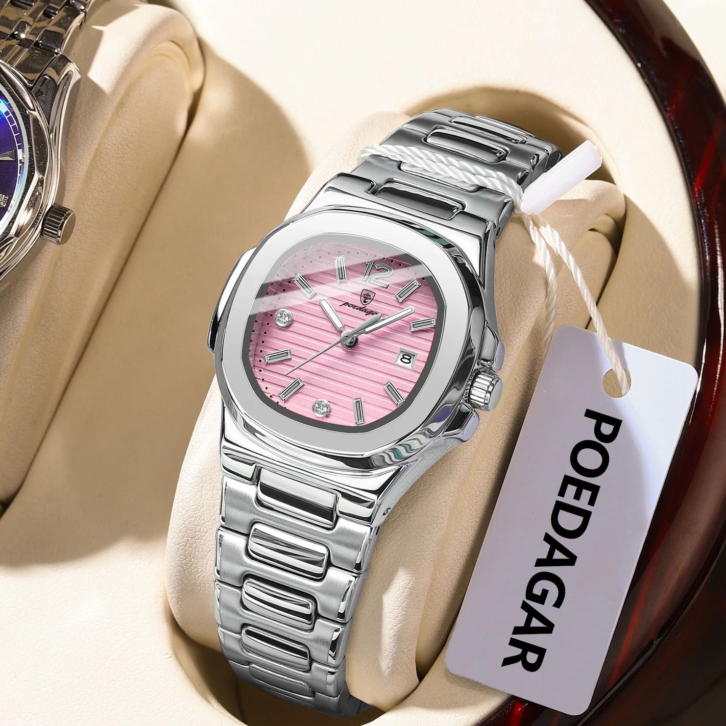 High Jewelry Watches - POEDAGAR Kwadratowy Zegarek Damski Modny Świecący