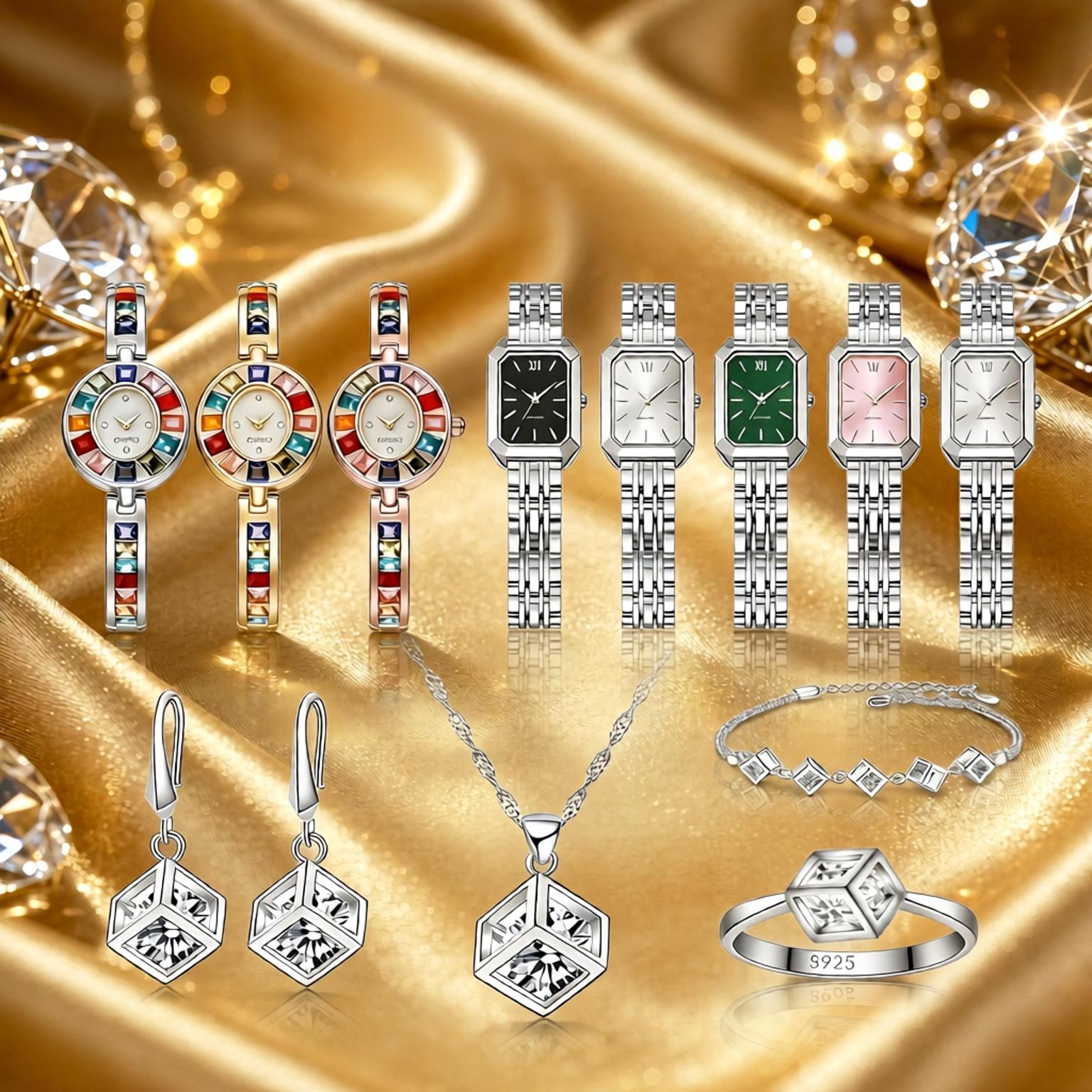 Best Jewelry Watches For Women - Wykwintny zestaw biżuterii dla kobiet: naszyjnik,