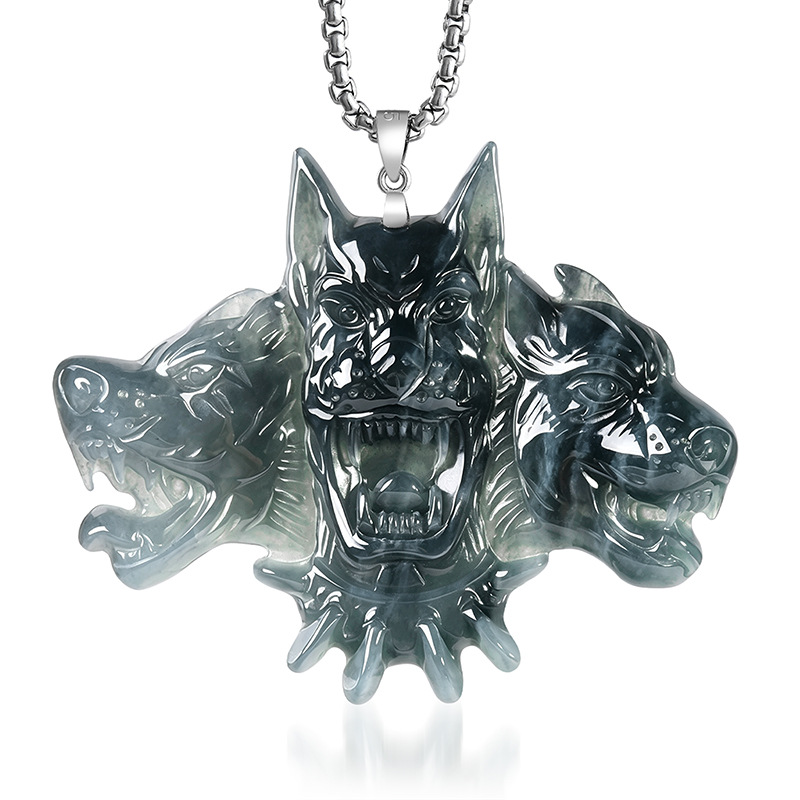 Jewelry & Watches Ltd - Srebrny naszyjnik S925 z naturalnym jadeitem,