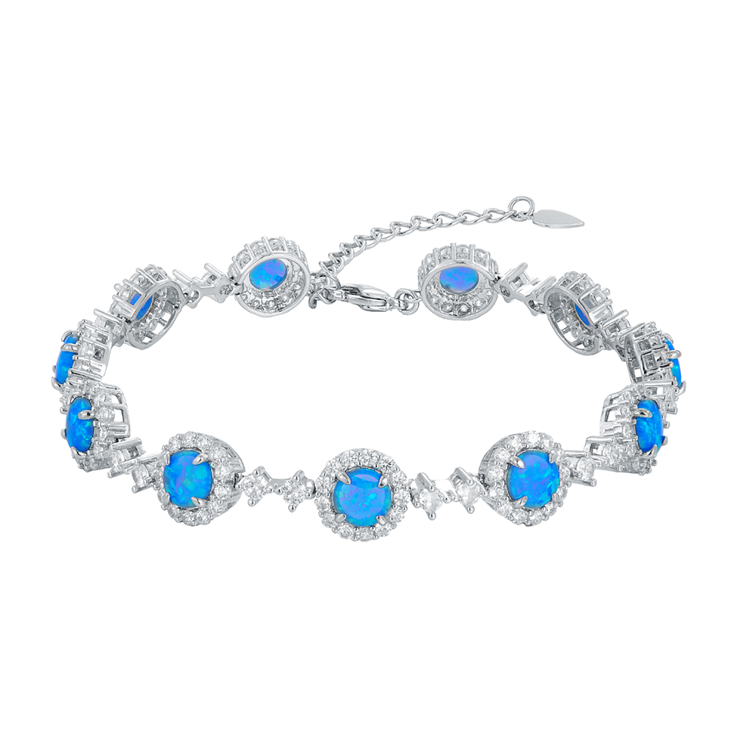 Tennis Bracelet Cubic - Delikatna okrągła bransoletka tenisowa z niebieskim