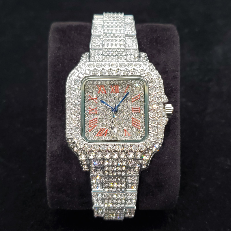 High Jewelry Watches - Luksusowe diamentowe zegarki damskie, modny srebrny