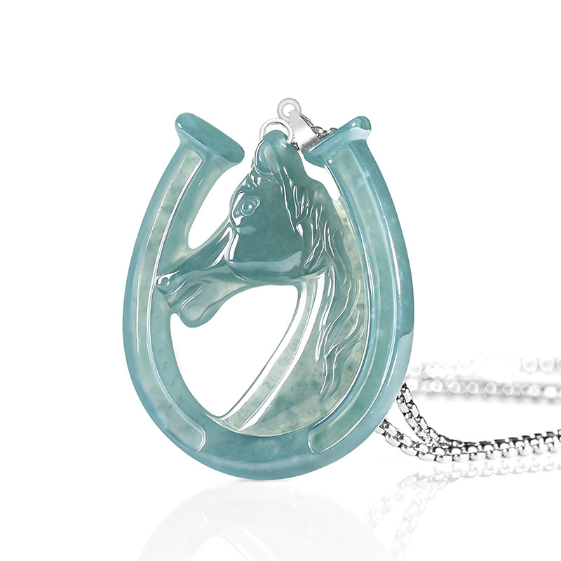Jewelry & Watches Ltd - Srebrny naszyjnik S925 z naturalnym niebieskim