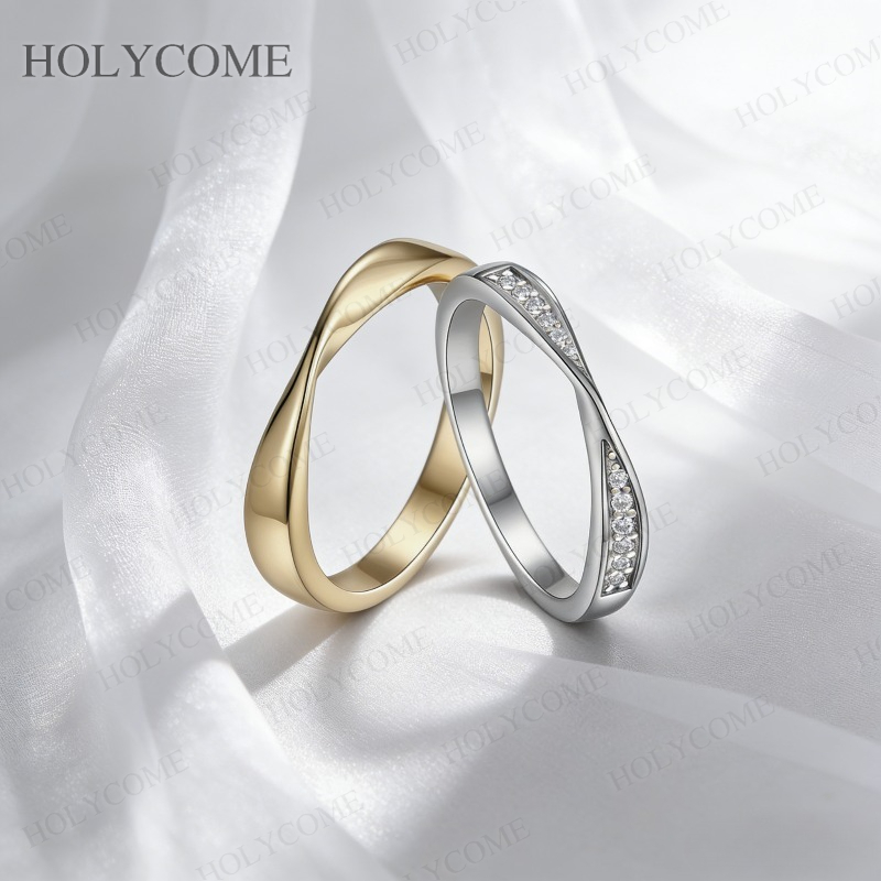 Couple Ring Set - Pierścionki dla par z moissanitem, srebro