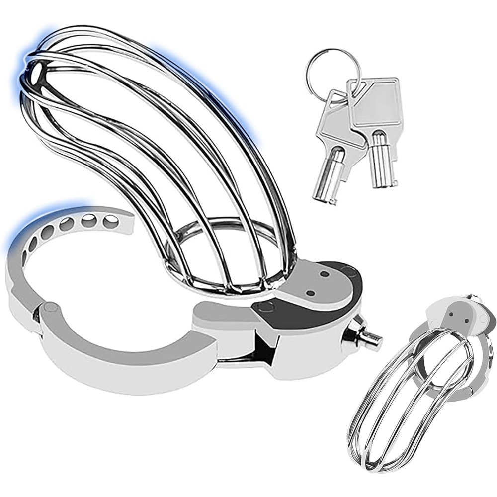 Couple Ring Set - Push Lock Regulowane urządzenie Chastity Cage