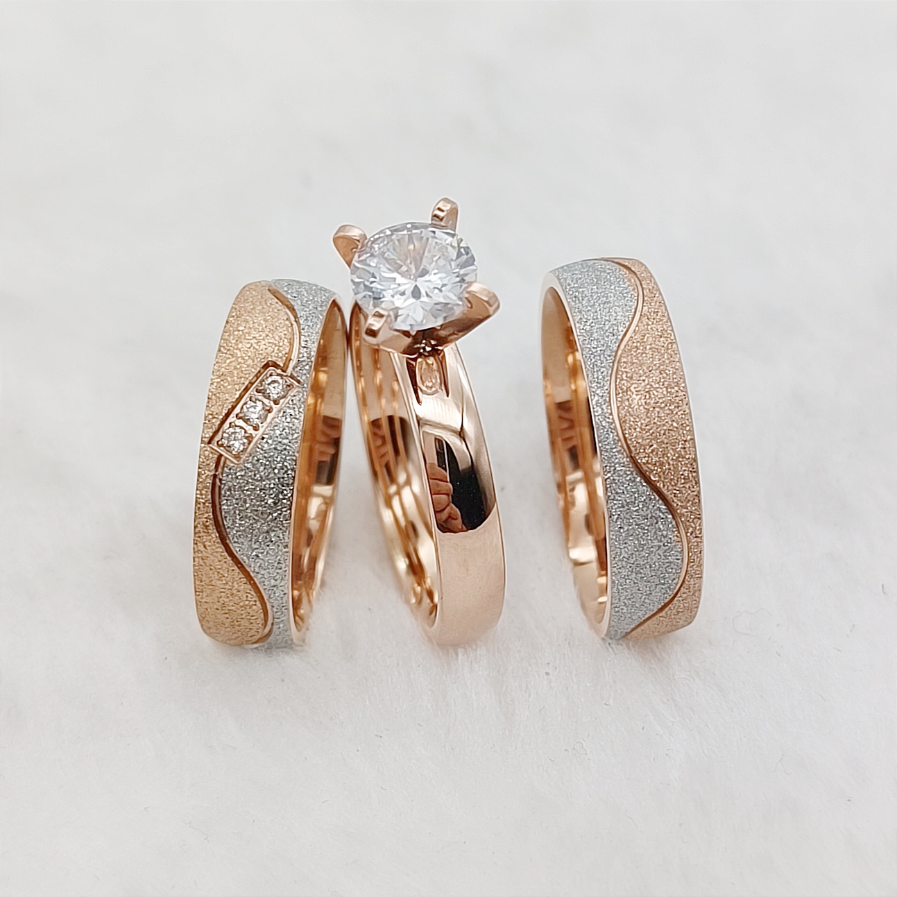 Couple Ring Set - Propozycja 3 szt. Obietnica małżeństwa ślubne
