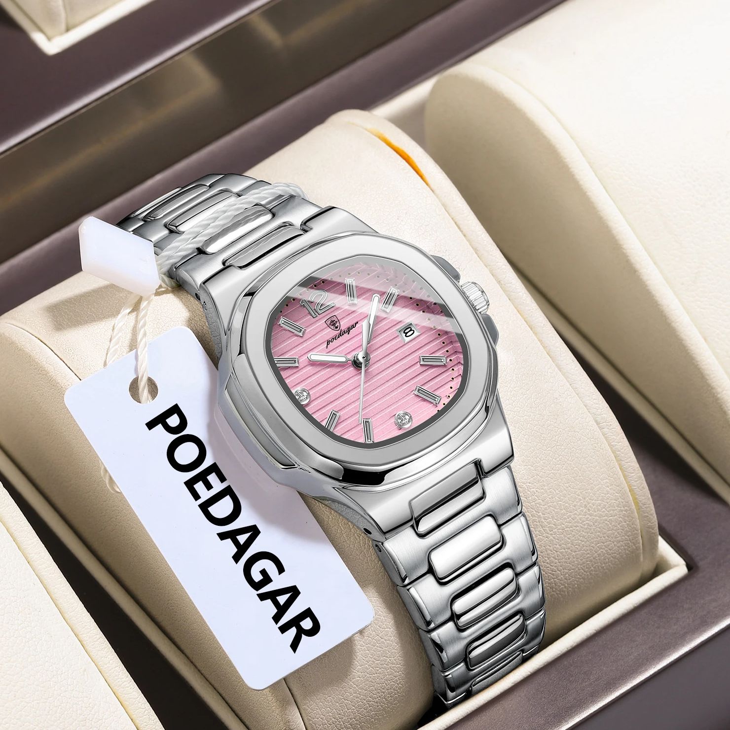 POEDAGAR Kwadratowy Zegarek Da – High Jewelry Watches recenzja i cena