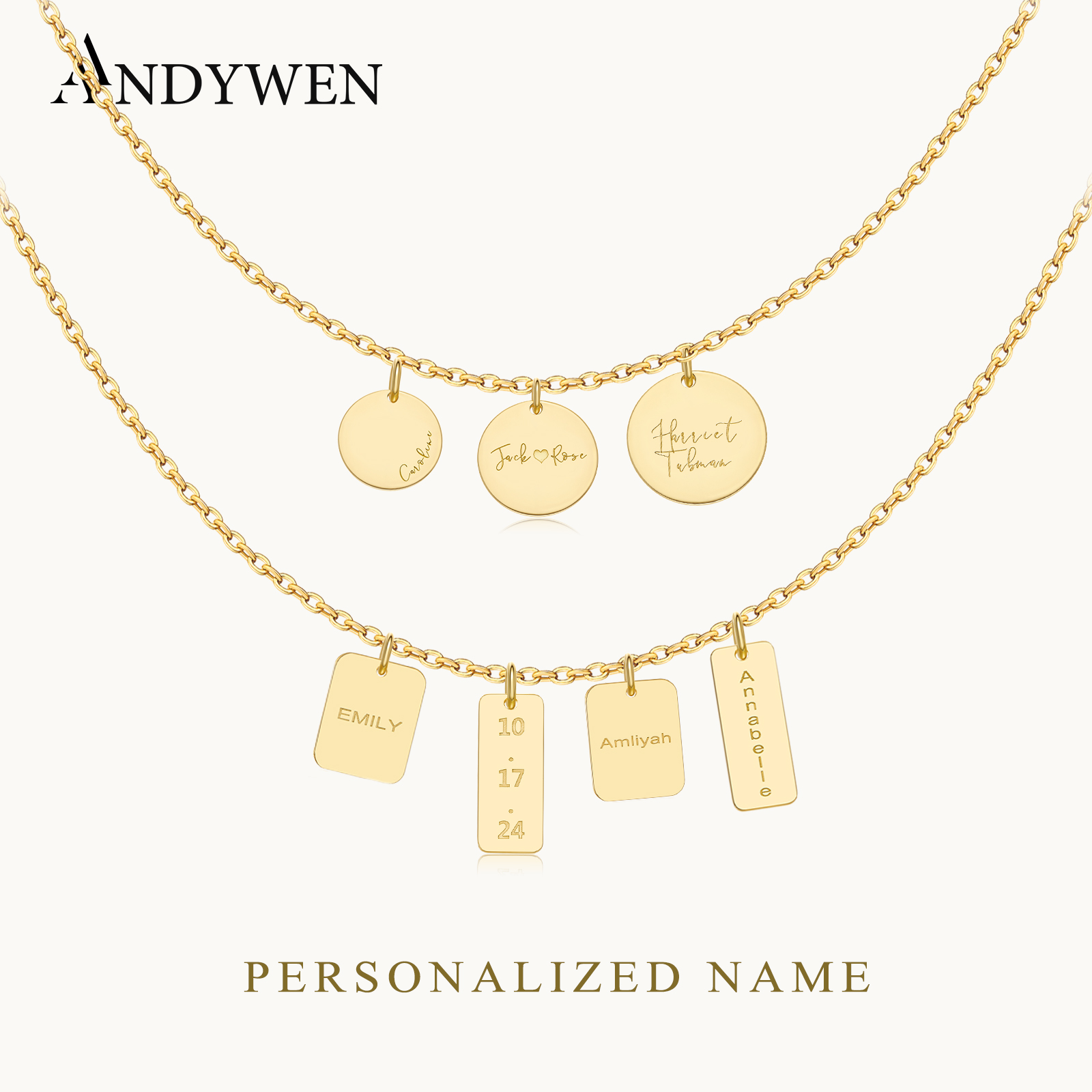 ANDYWEN Srebro Próby 925 Perso – Engraved Name Necklace recenzja i cena